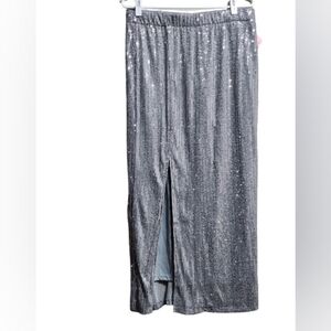 Adiva maxi sequin skirt color grey silver size large